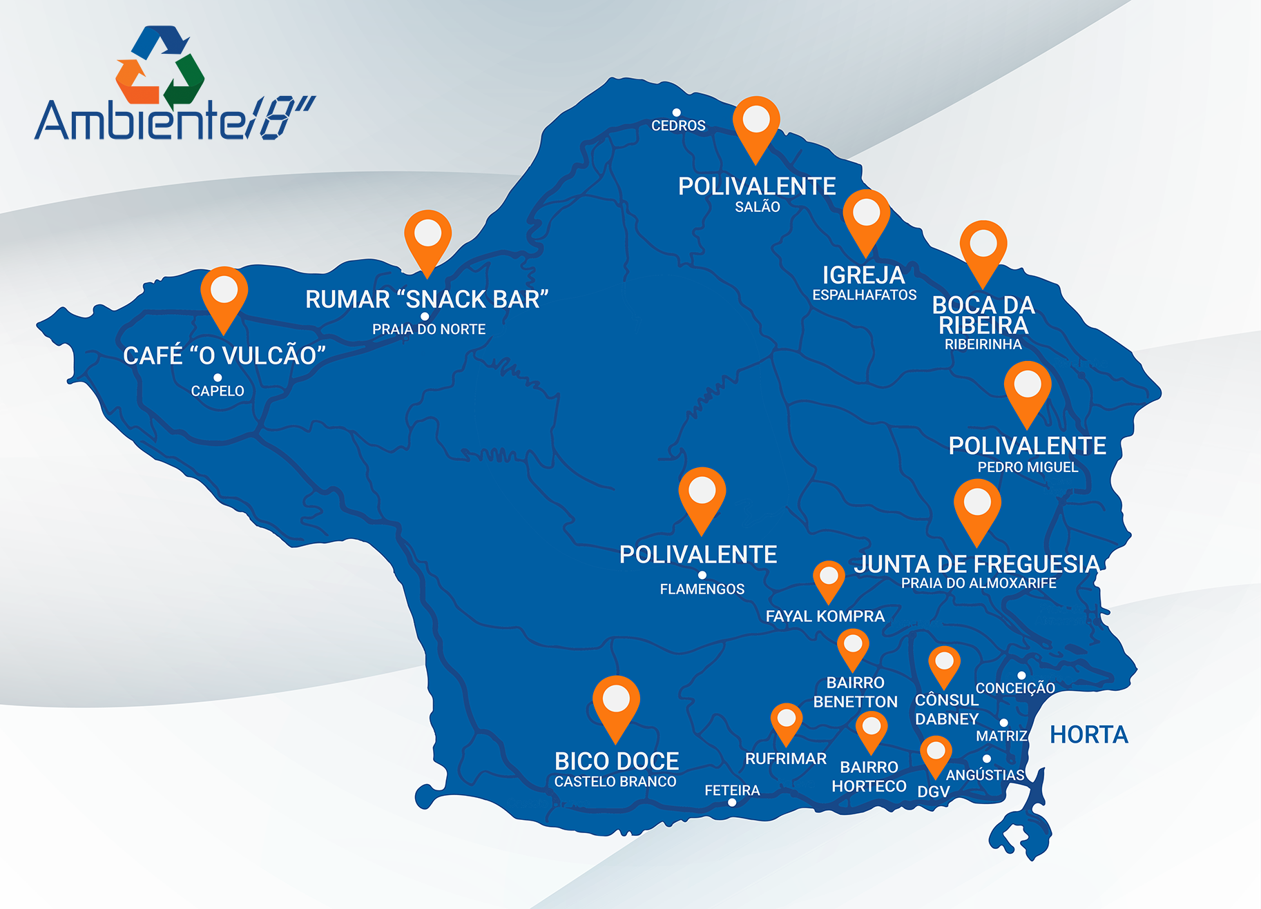 mapa de oleões na ilha do faial